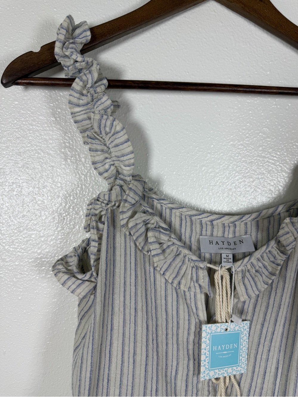 Striped Ruffle Strap Tank Top - Picture 6 of 7
